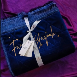 Folded Blue Foam Padded Mat with Ribbon